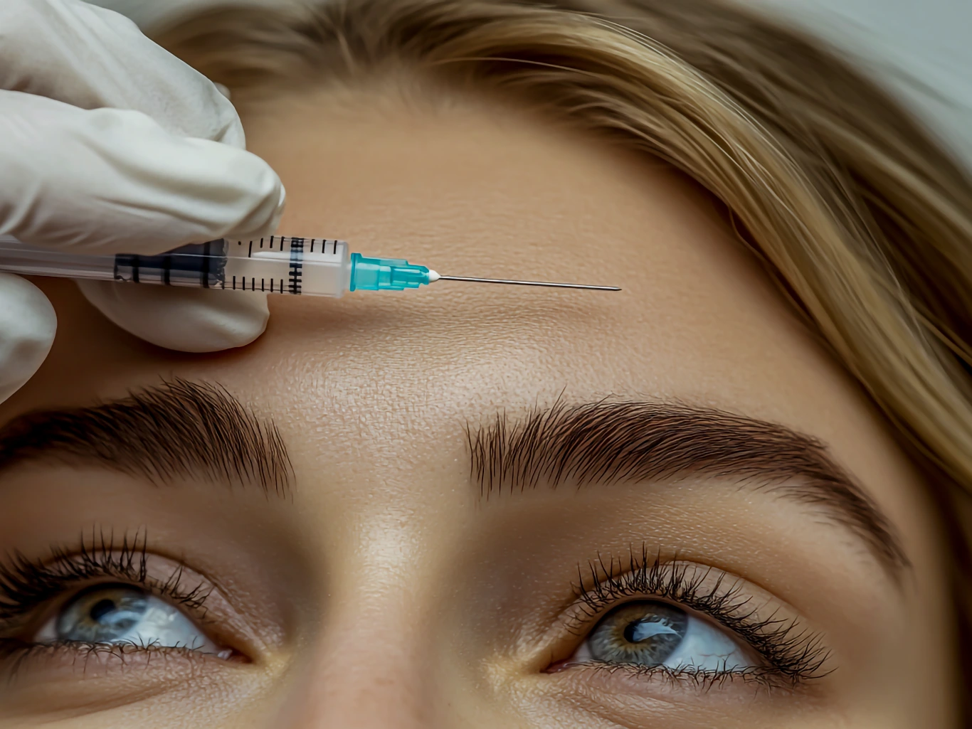 woman receiving cosmetic botox injection Close